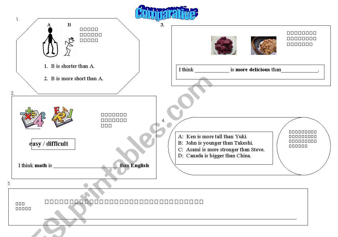 Comparative Worksheet worksheet