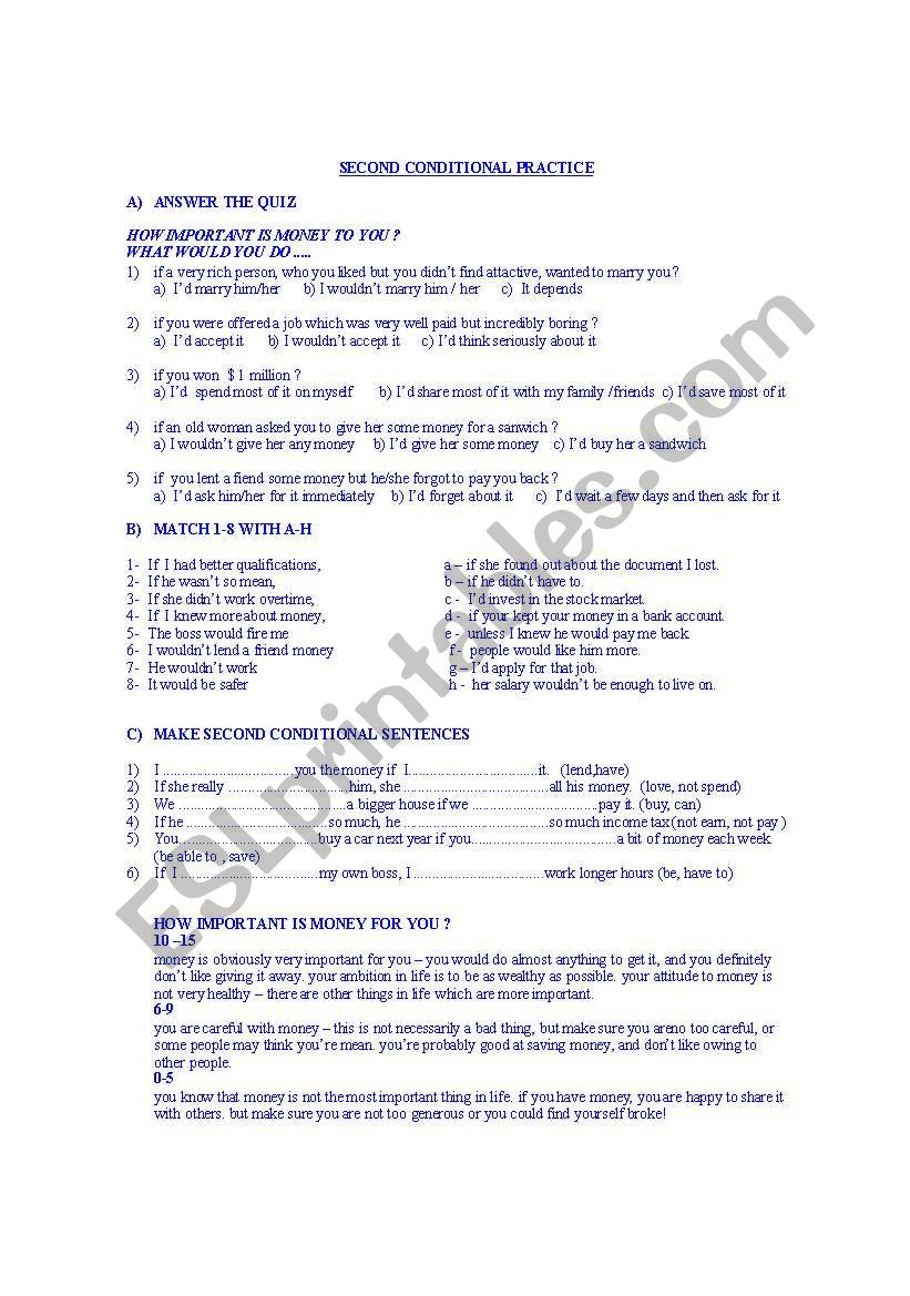 Second Conditional Practice worksheet
