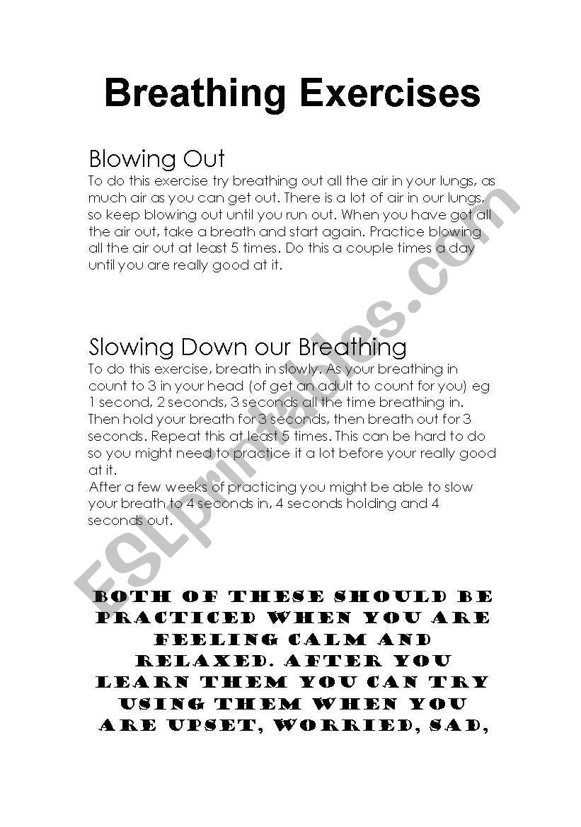 Breathing Exercises for Kids worksheet