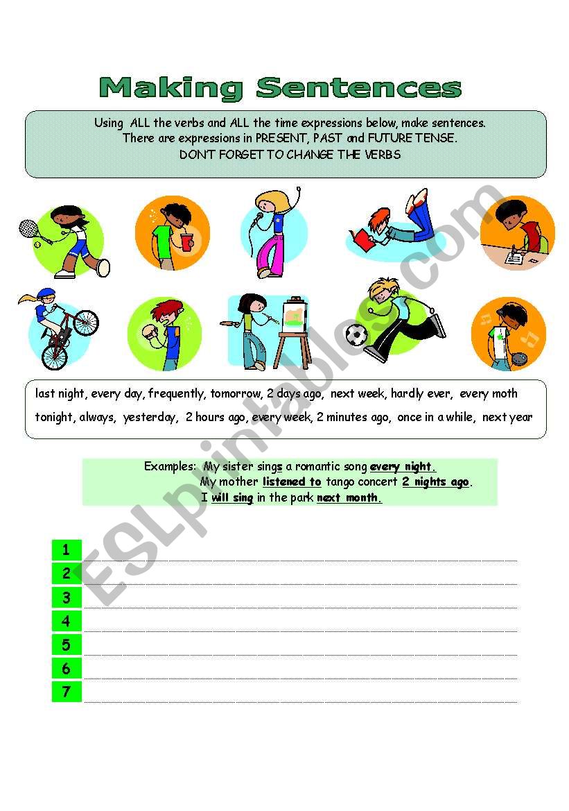 PRESENT, PAST and FUTURE worksheet