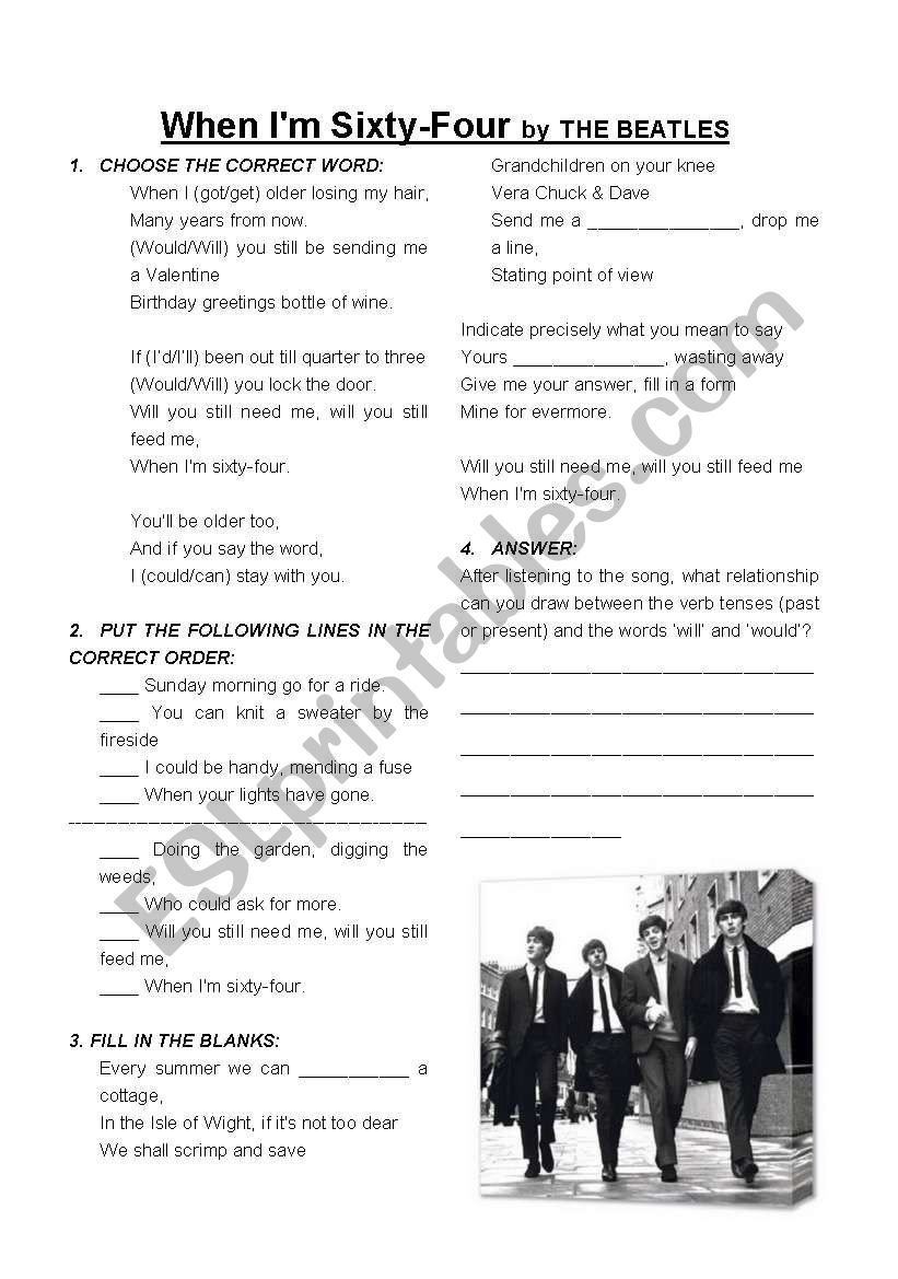 When IÂ´m 64 by The Beatles worksheet