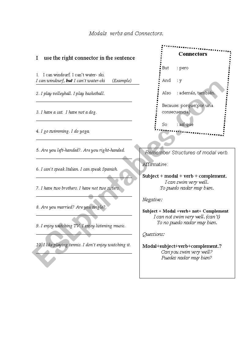 modals  worksheet