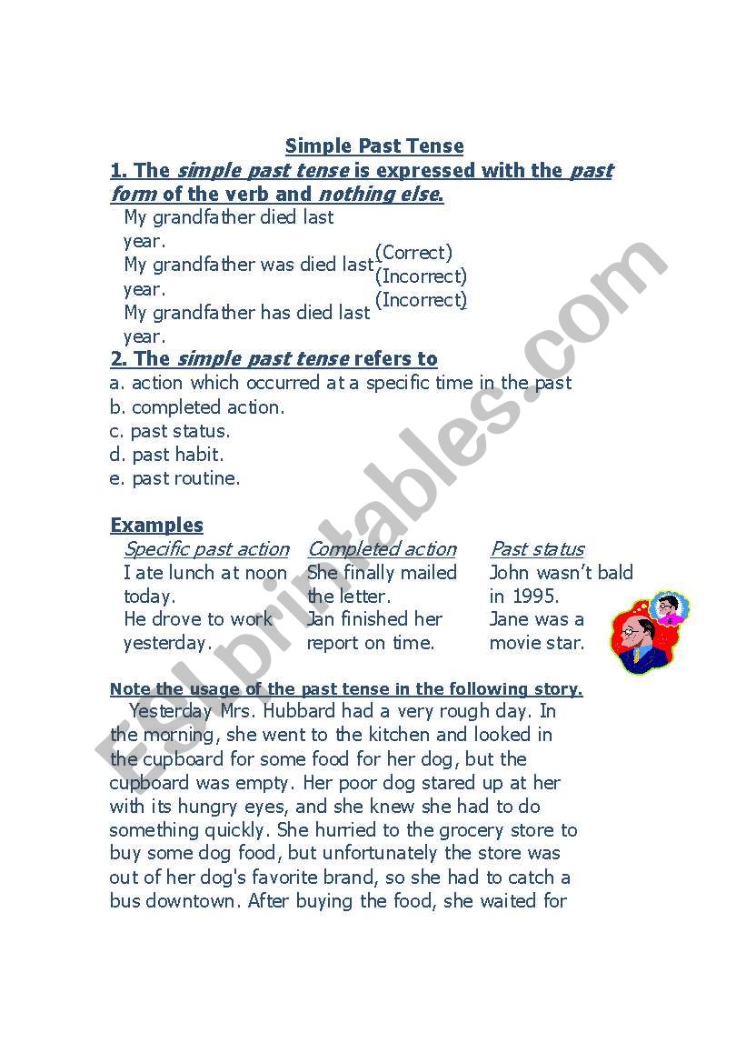 simple past tense worksheet