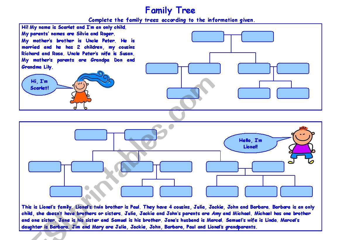 Family Tree worksheet