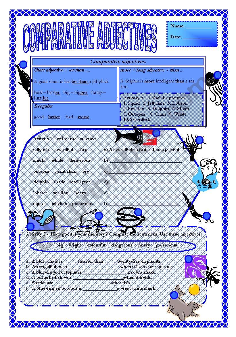 Comparative Adjectives & Marine Animals