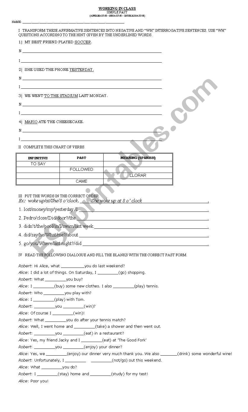 SIMPLE PAST (positive-negative-interrogative)