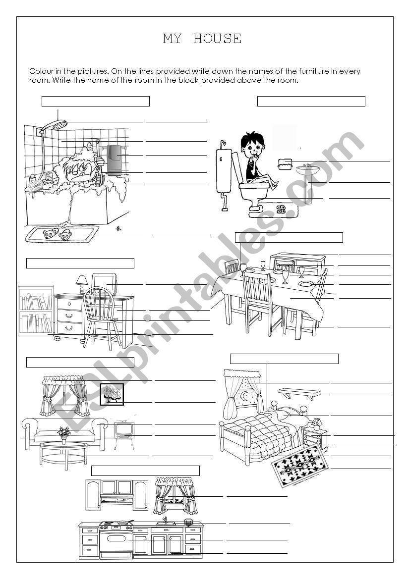 Rooms in my house worksheet