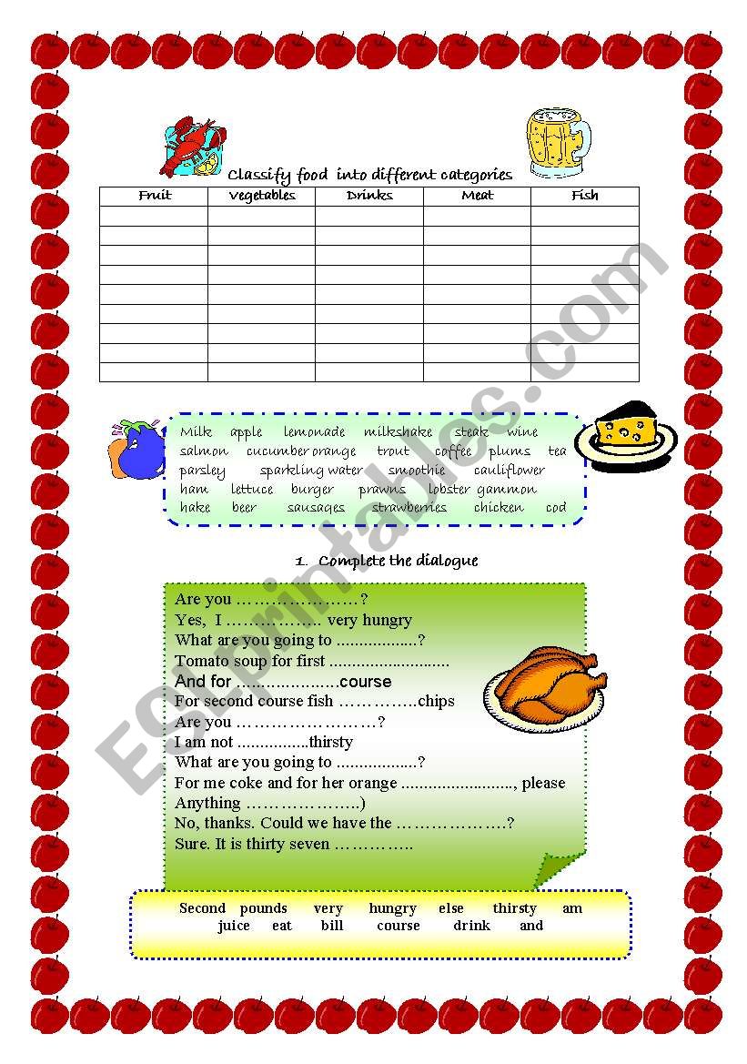 Food  worksheet