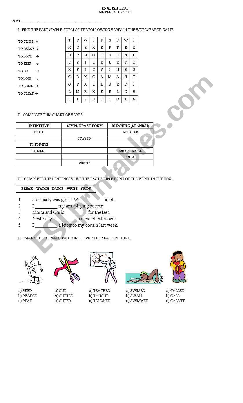 PAST SIMPLE - WORK IN CLASS worksheet