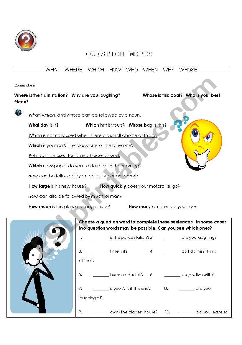 Question Words worksheet