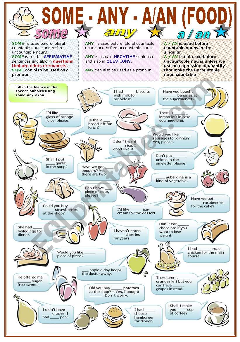 3 fill in some or any. Some any Worksheets продукты. Some any игра. Some any карточка. Some any задания английский.