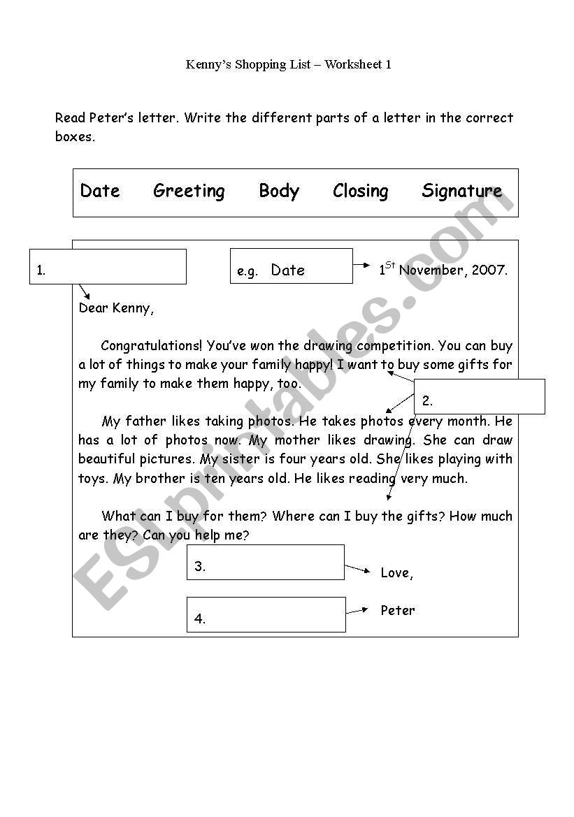 Letter Format worksheet