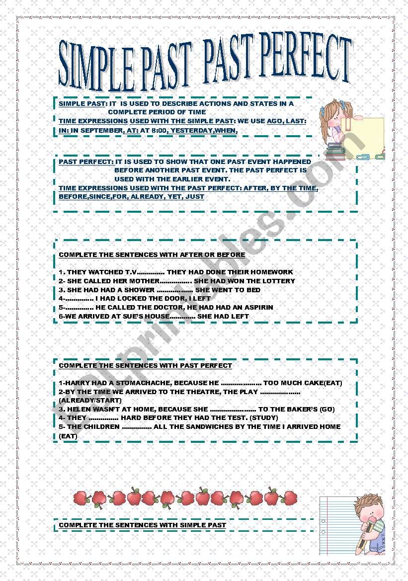 SIMPLE PAST vs  PAST PERFECT worksheet