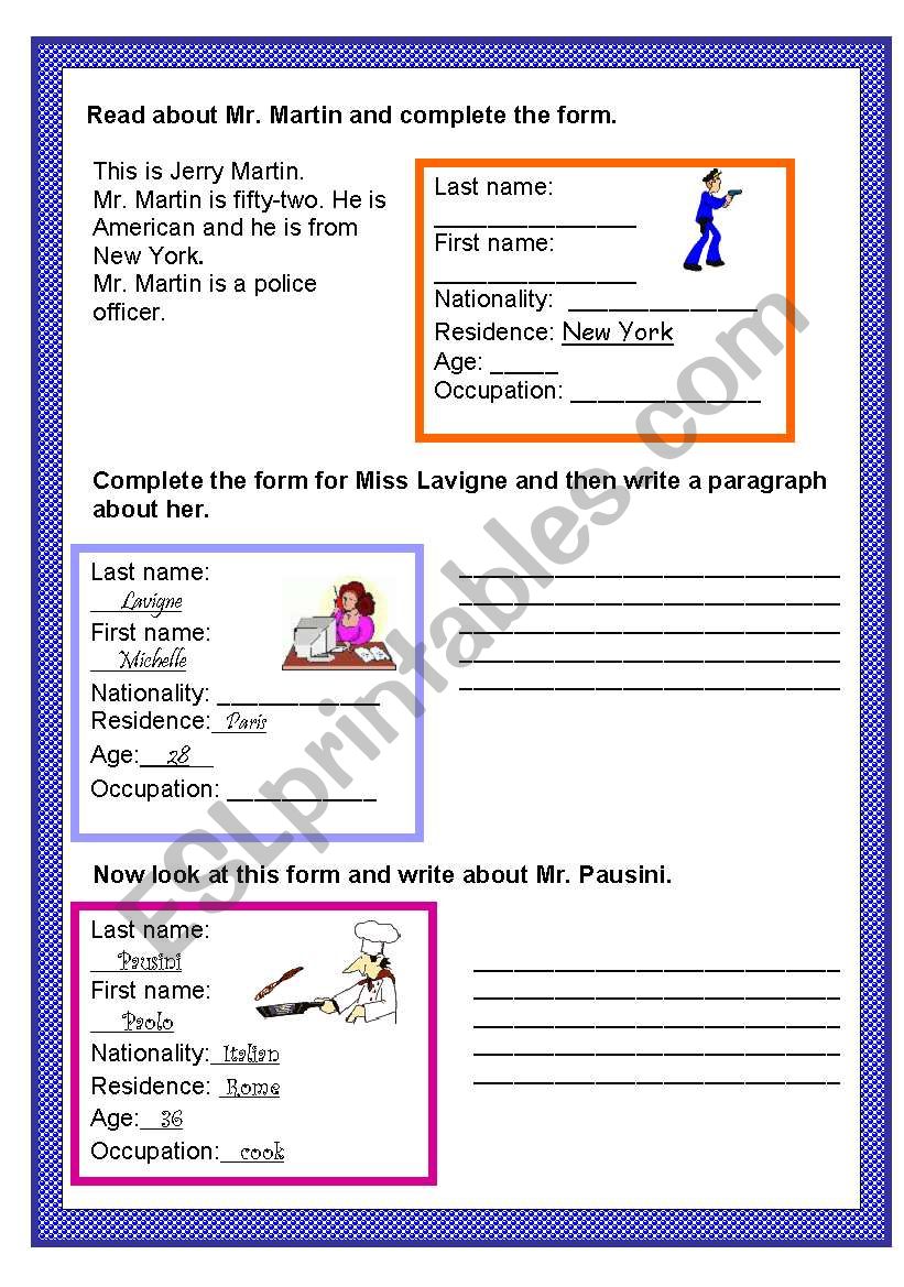 Forms/Texts worksheet
