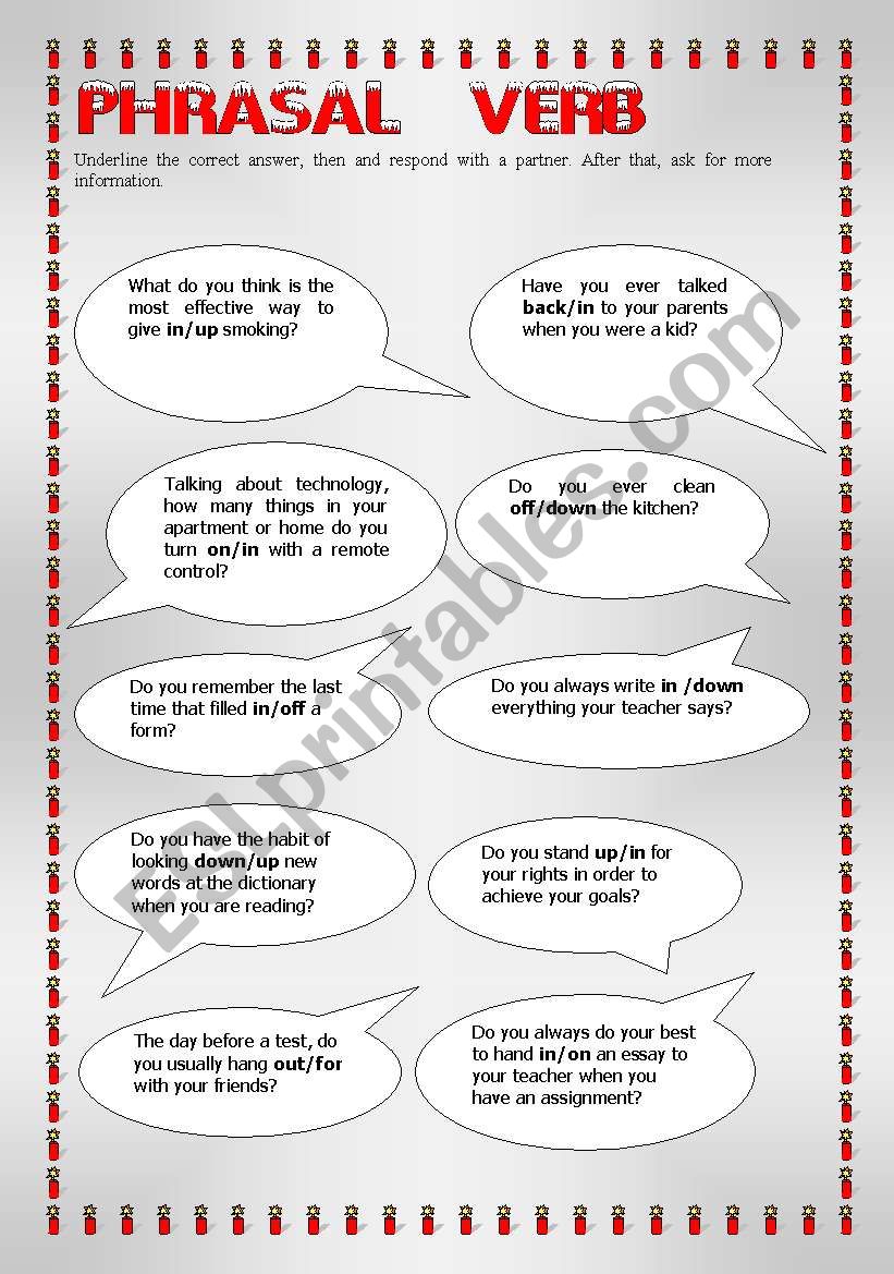 phrasal verb questions worksheet