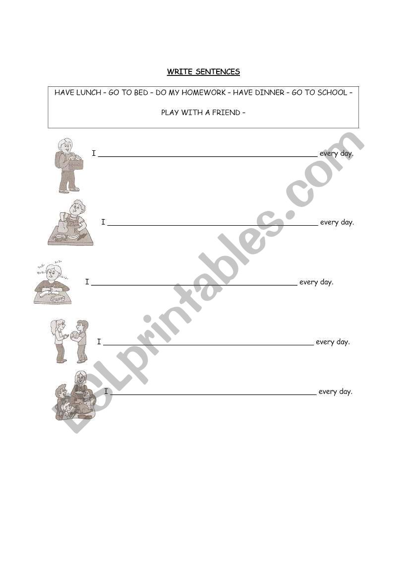 Complete the sentences worksheet