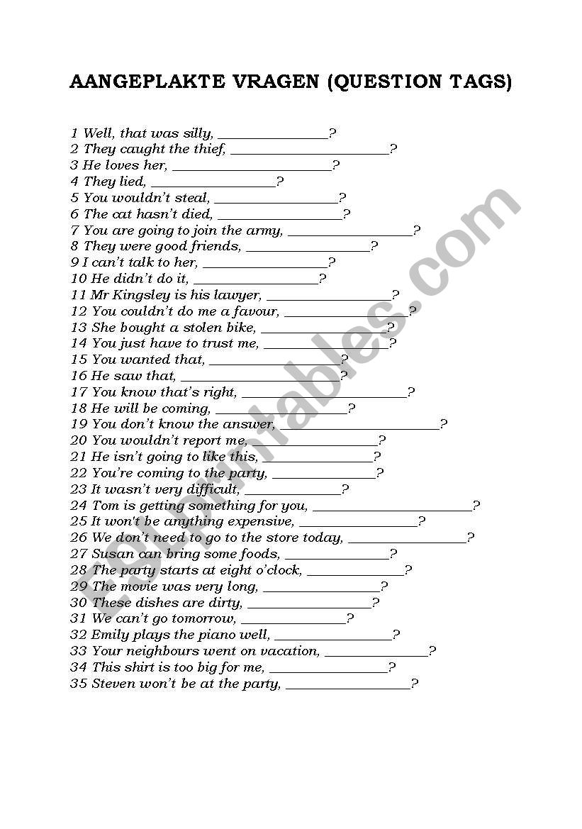 Question Tags worksheet