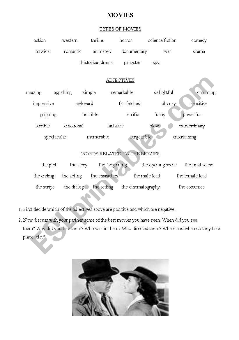 Movie Vocabulary worksheet