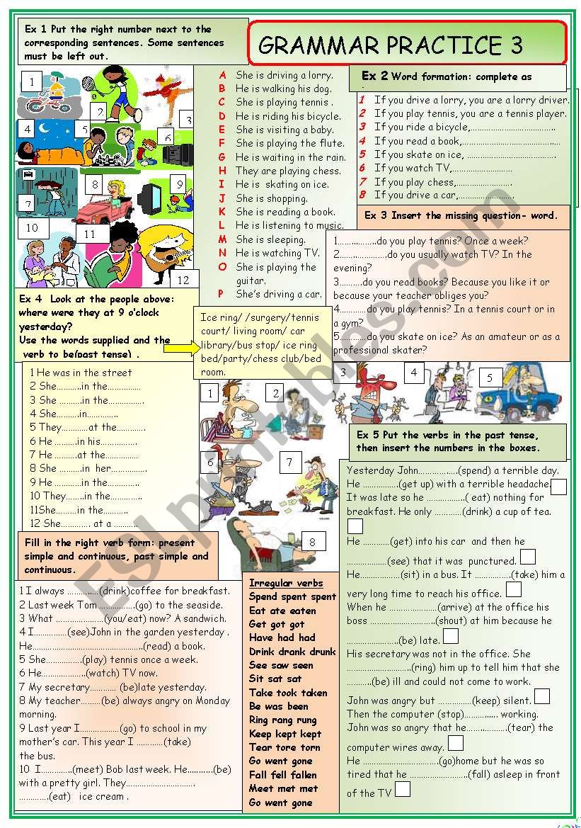 Grammar practice 3 worksheet