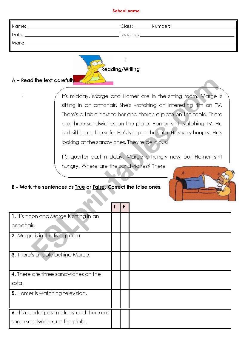 written test worksheet