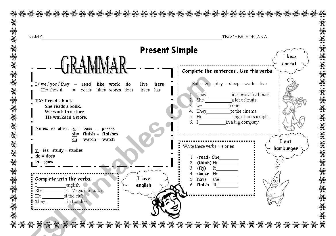 present simple worksheet