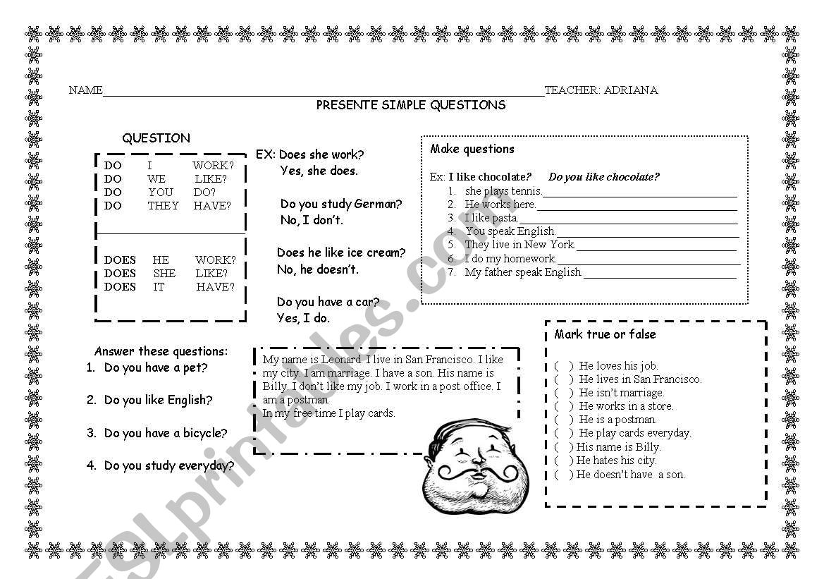 present simple worksheet