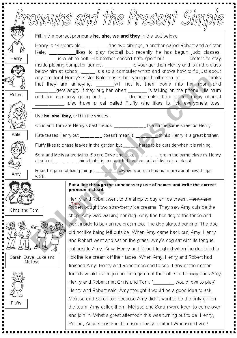 Pronouns and the Simple Present B&W PRINTER FRIENDLY