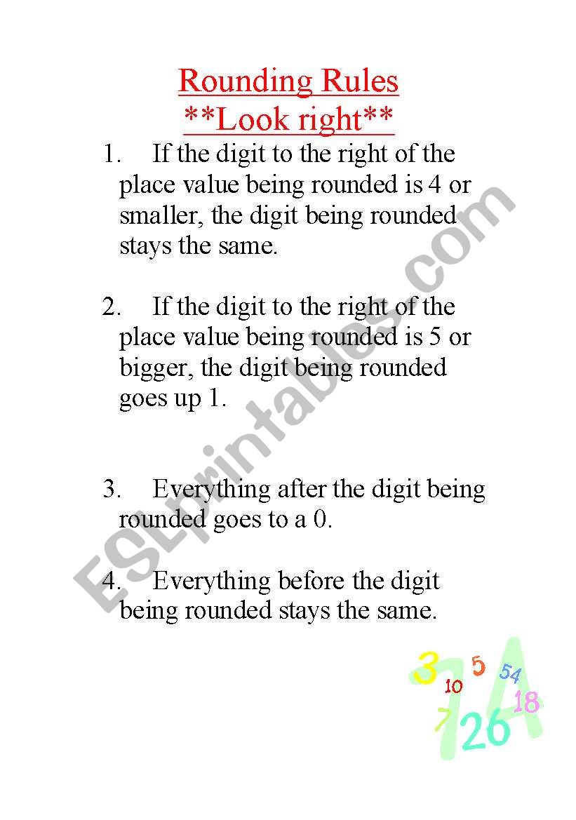 Rounding Rules worksheet