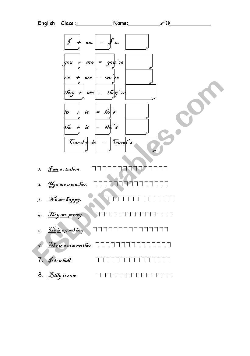 abbreviation of S + be worksheet