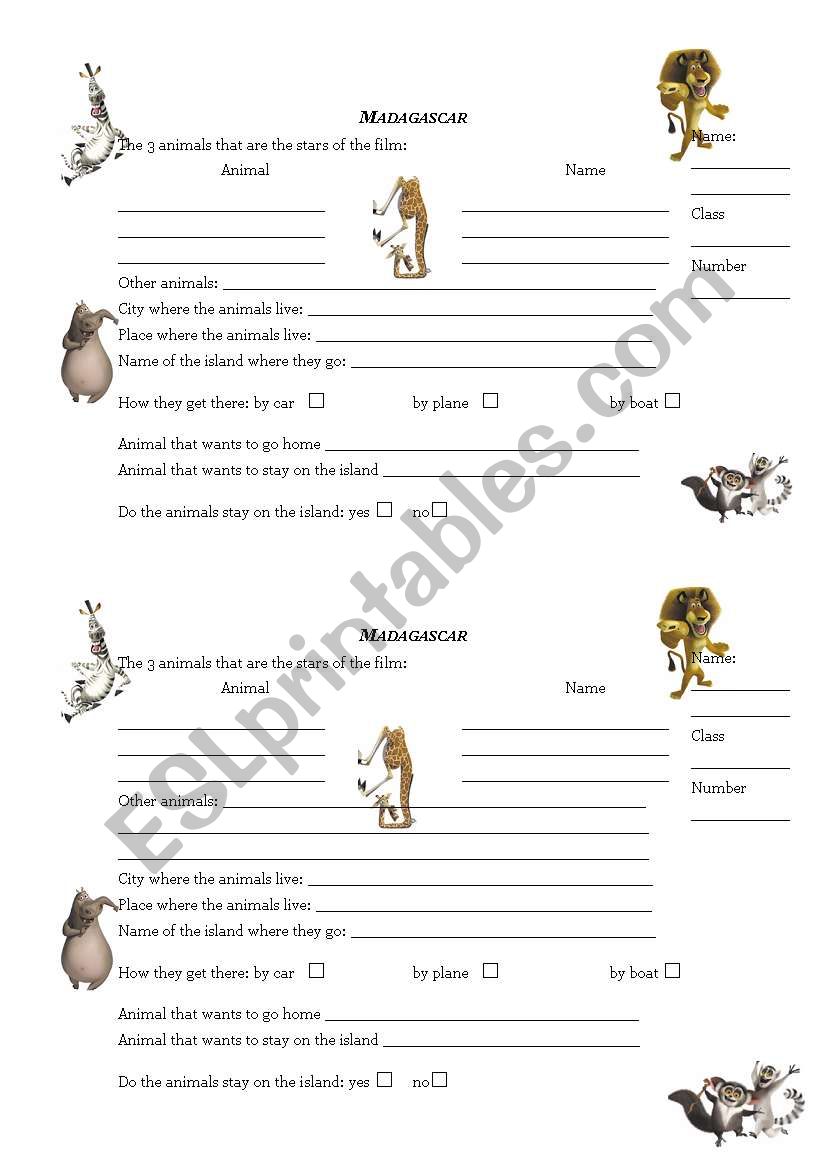 Madagascar worksheet