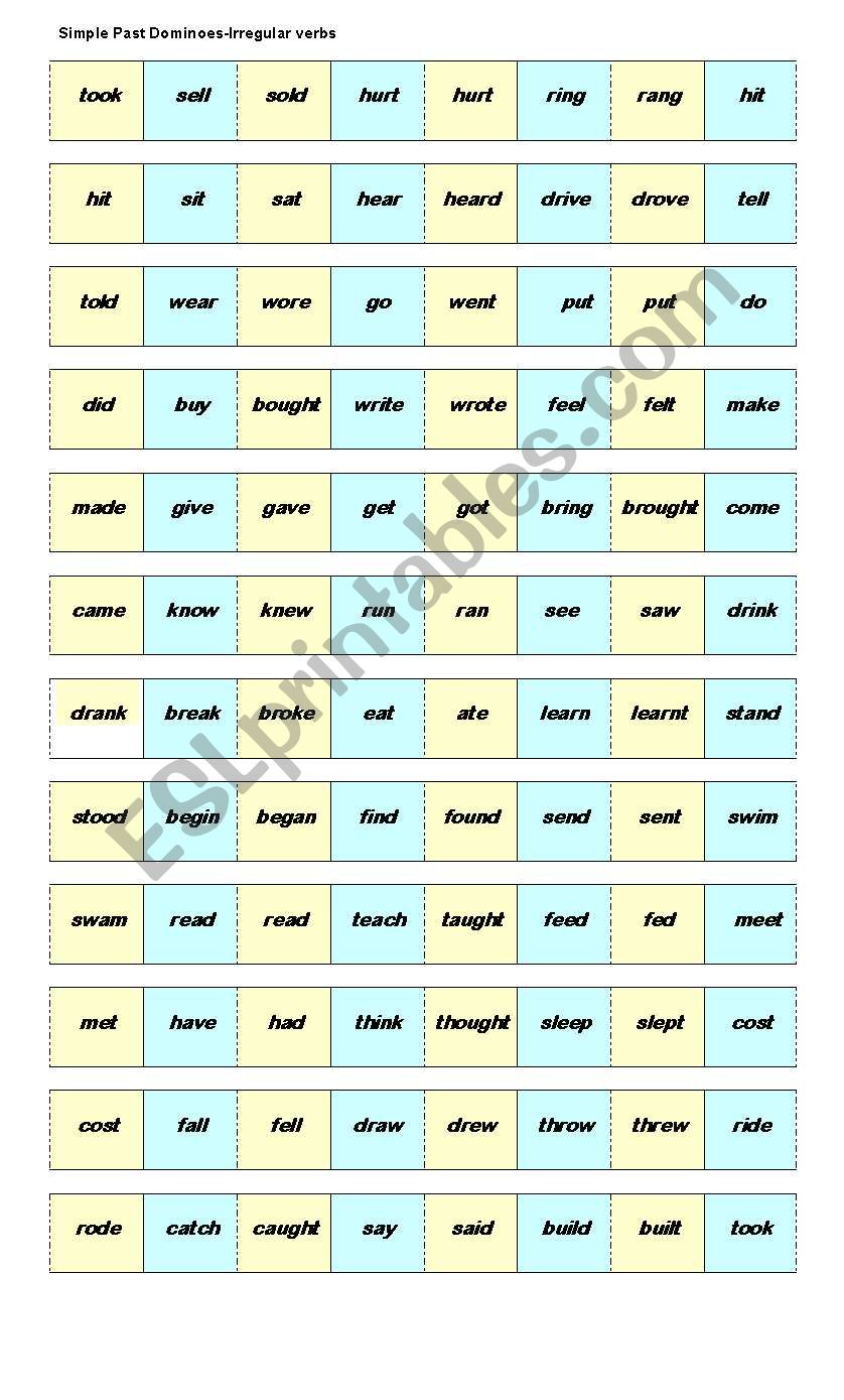 Simple past- Irregular verbs dominoes