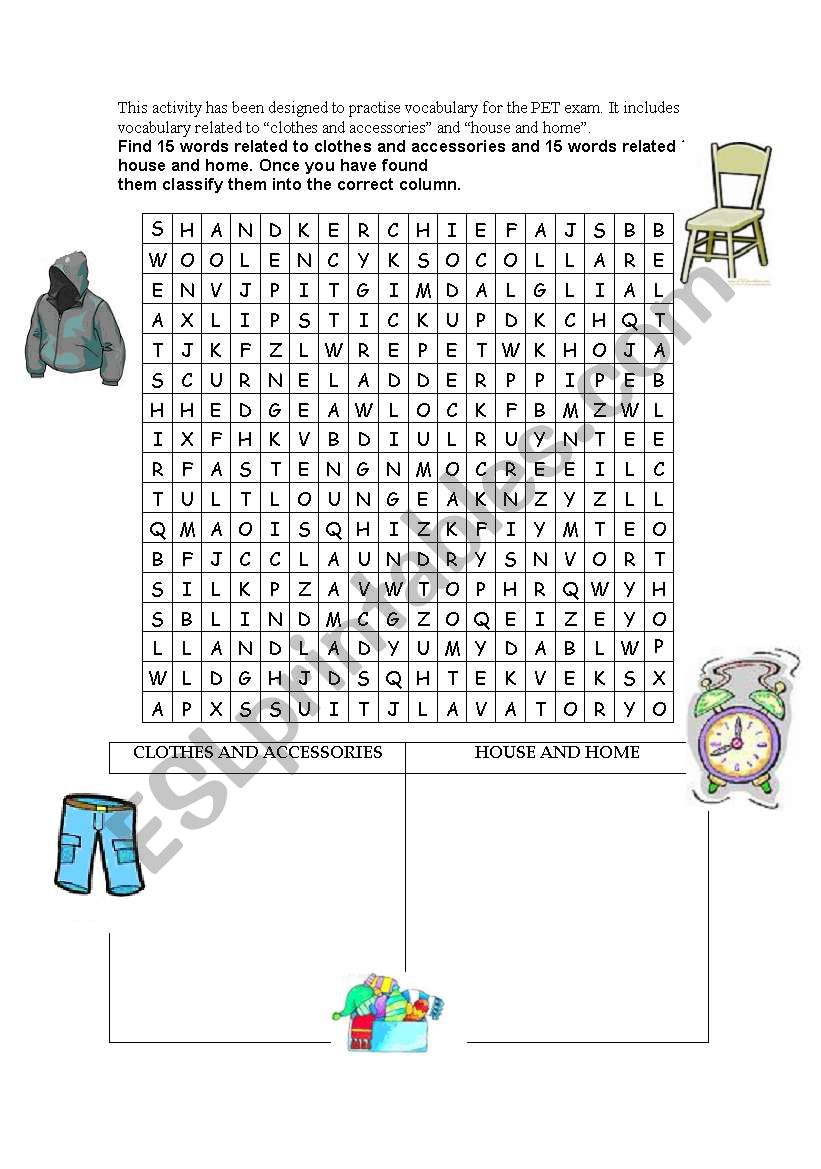 CLOTHES AND HOUSE worksheet