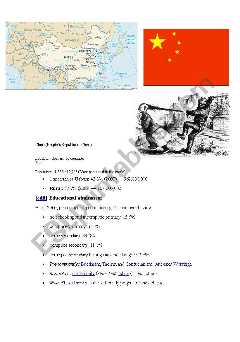 China worksheet