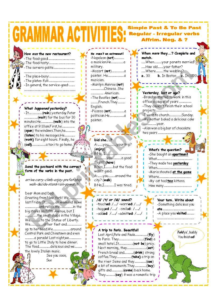 SIMPLE PAST - TO BE PAST (AFFIRM. NEG. & QUESTIONS) - REGULAR & IRREG. VERBS 