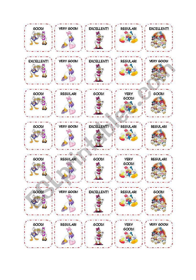 Rewards Stickers worksheet