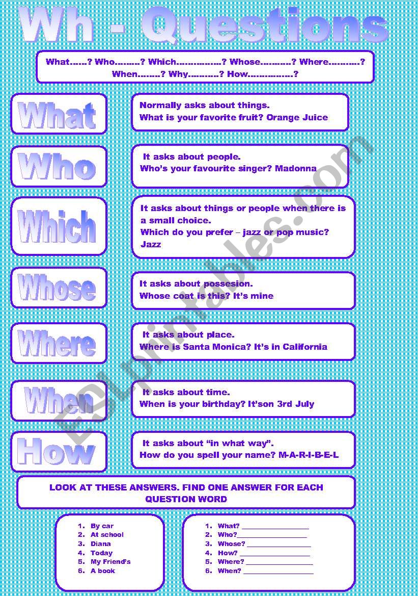 Questions Words worksheet