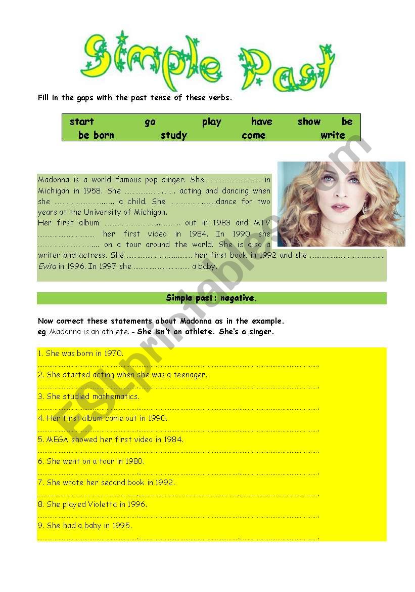 simple past  worksheet