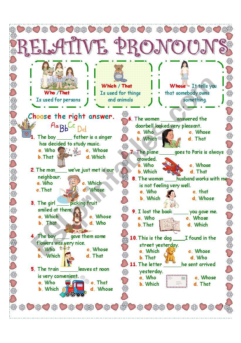 RELATIVE PRONOUNS worksheet