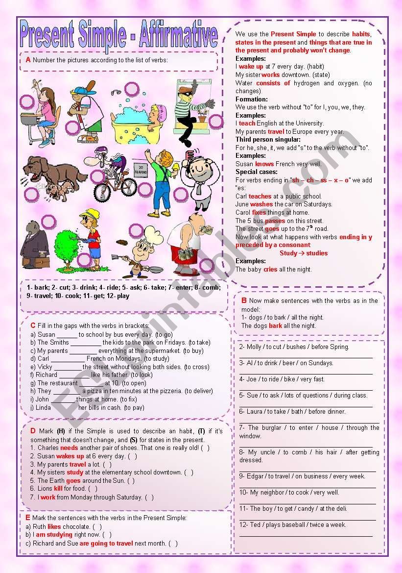 Present Simple - Affirmative worksheet