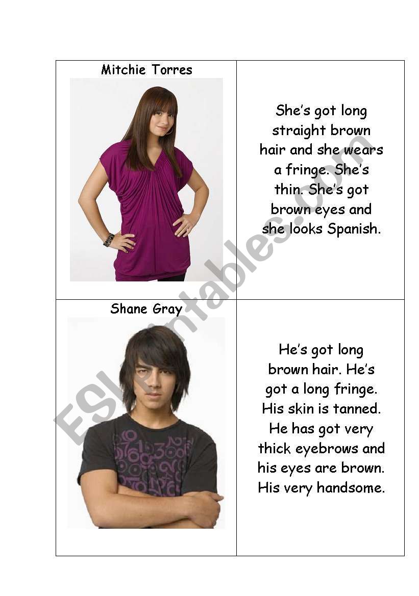 camp rock characters 1 worksheet