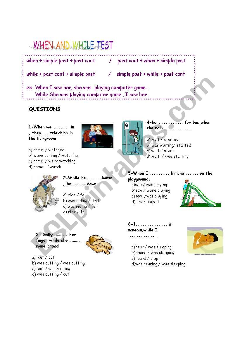 TEST is about WHEN and WHILE worksheet