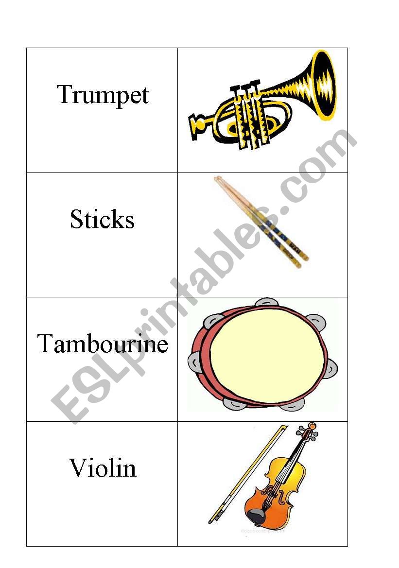 Instruments flashcards 4-5 worksheet