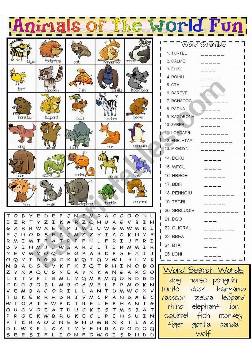 Animals of the World Fun worksheet