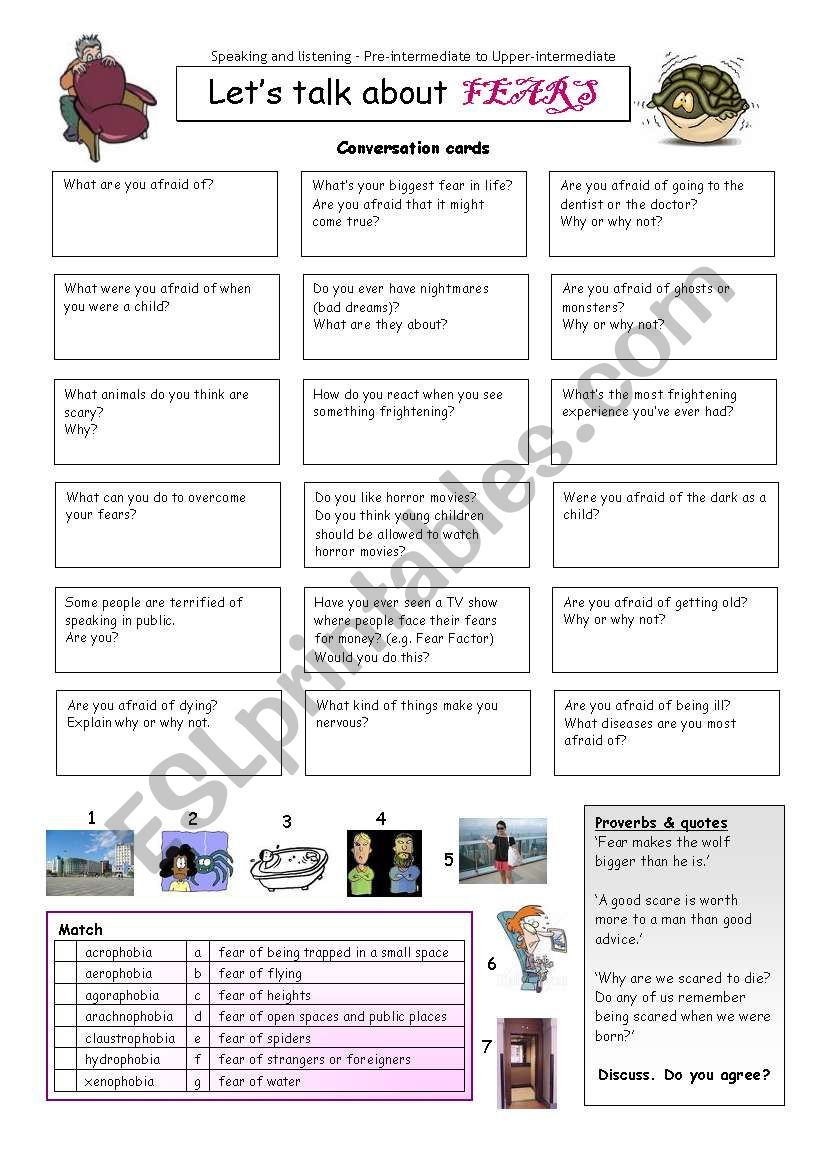 LetÂ´s talk about FEARS worksheet