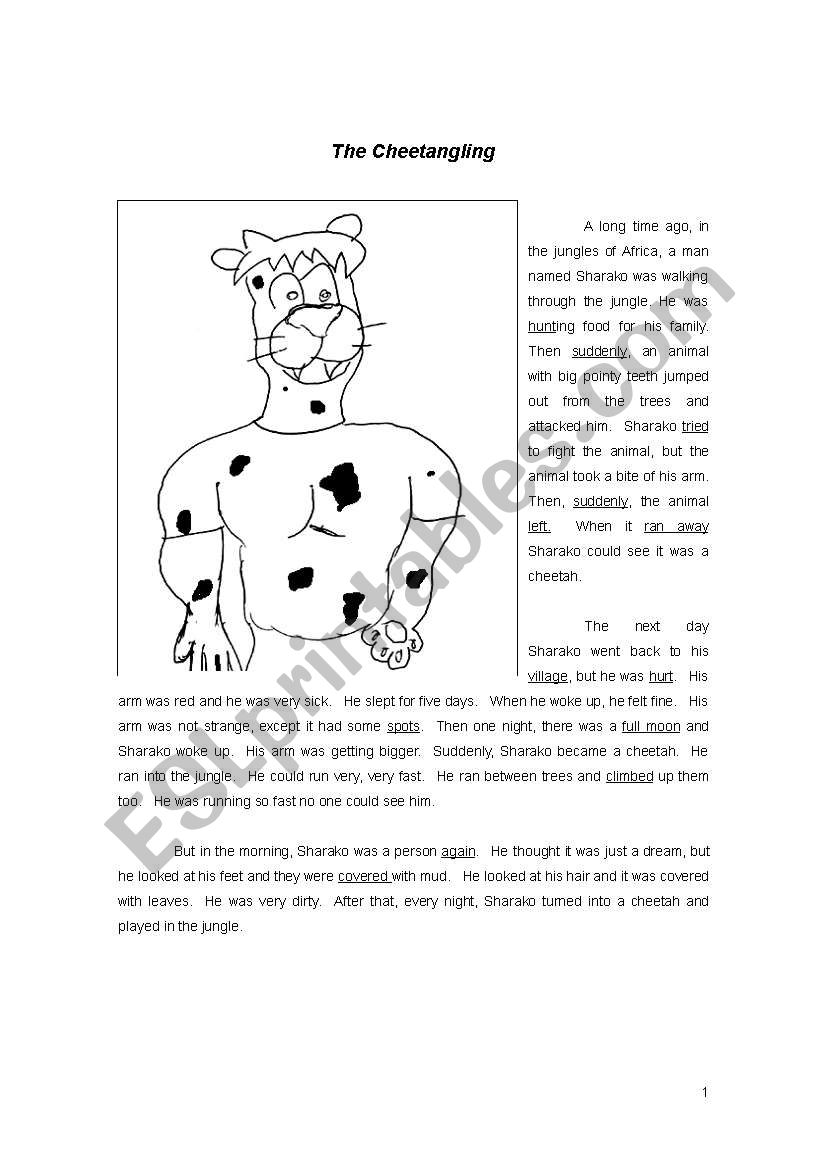 Cheetangling (7 pg, Reading, Comprehension, Vocab, Writing)