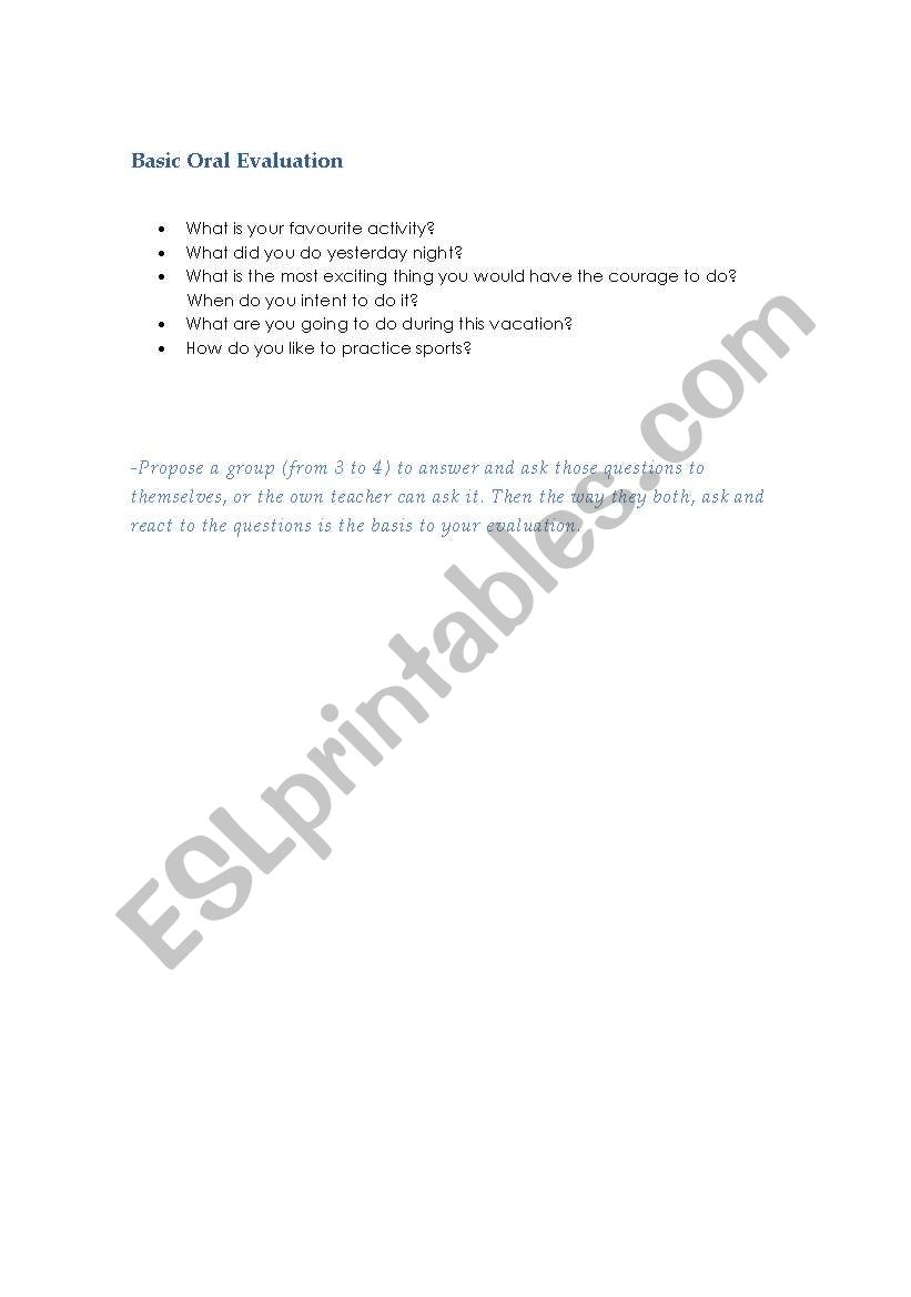 Basic Communication Activity worksheet