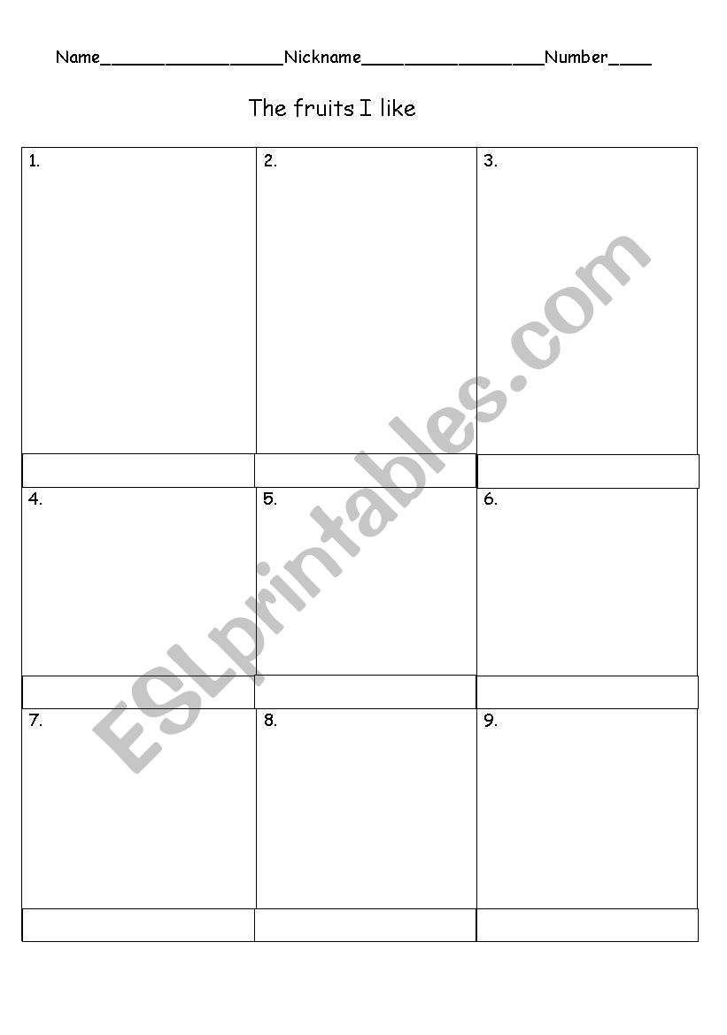 fruits worksheet