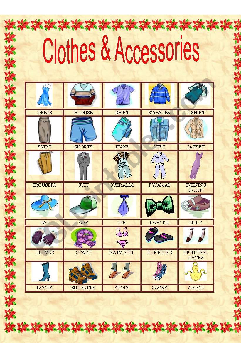 Clothes and Accessories worksheet