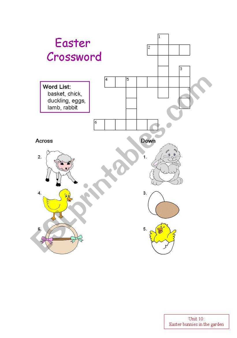easter crosword worksheet