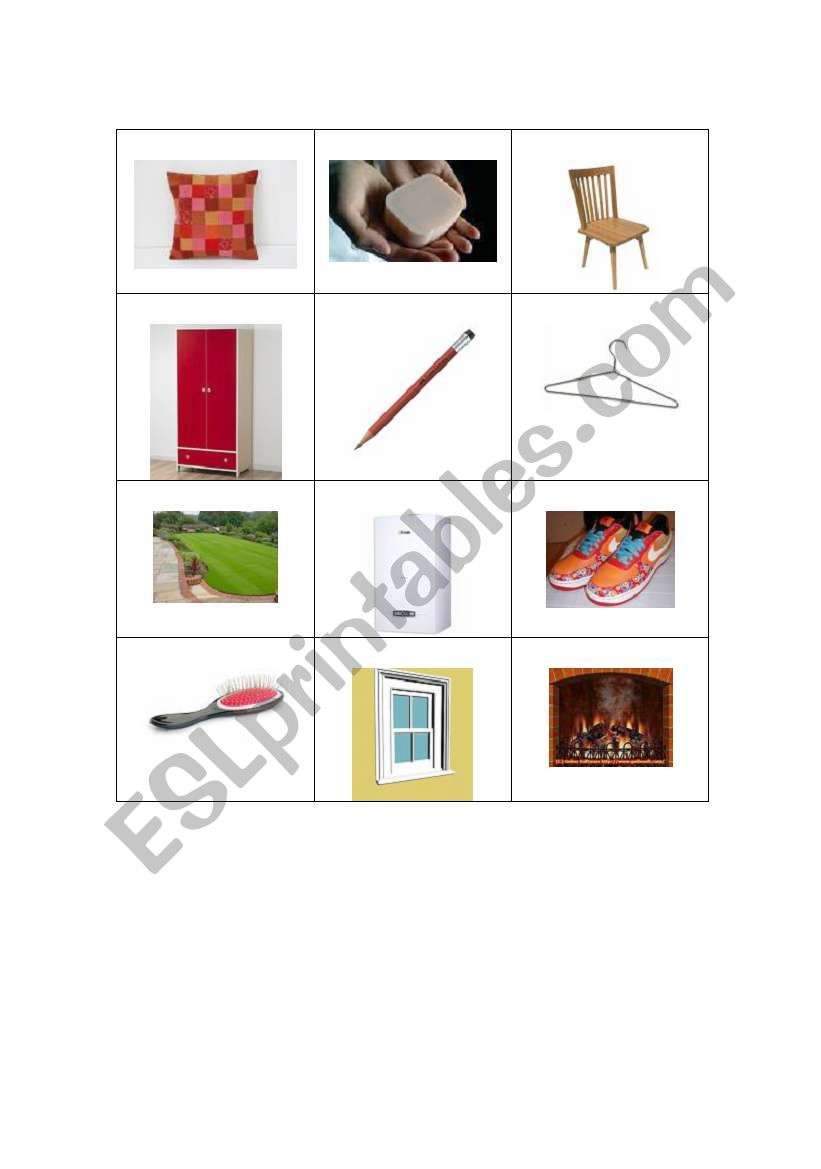 household objects worksheet